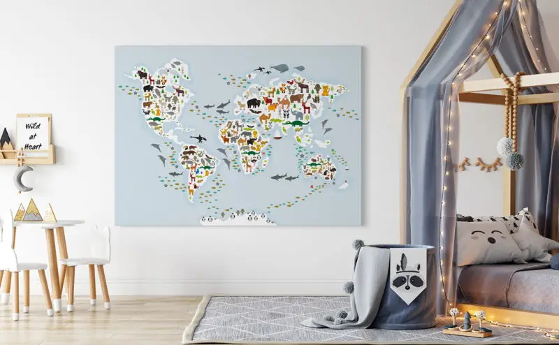 Mapa świata na płótnie – obraz, który odmieni wnętrze